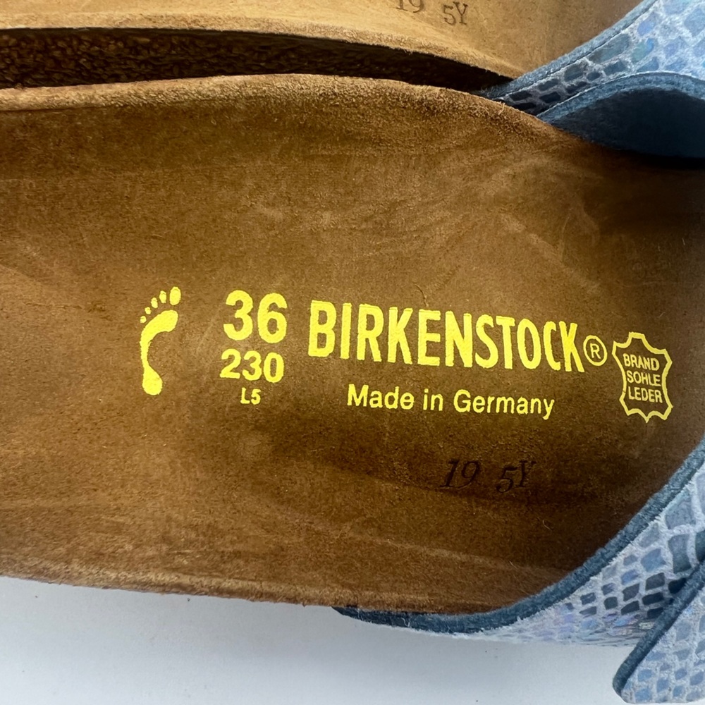 Birkenstock Women’s Arizona Sandal SkyBlue Shiny Snake Sky Size EU36 US5-5.5 NEW - Picture 2 of 10